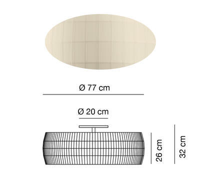 ISAMU - stropní světlo, Ø 77 cm, perlová